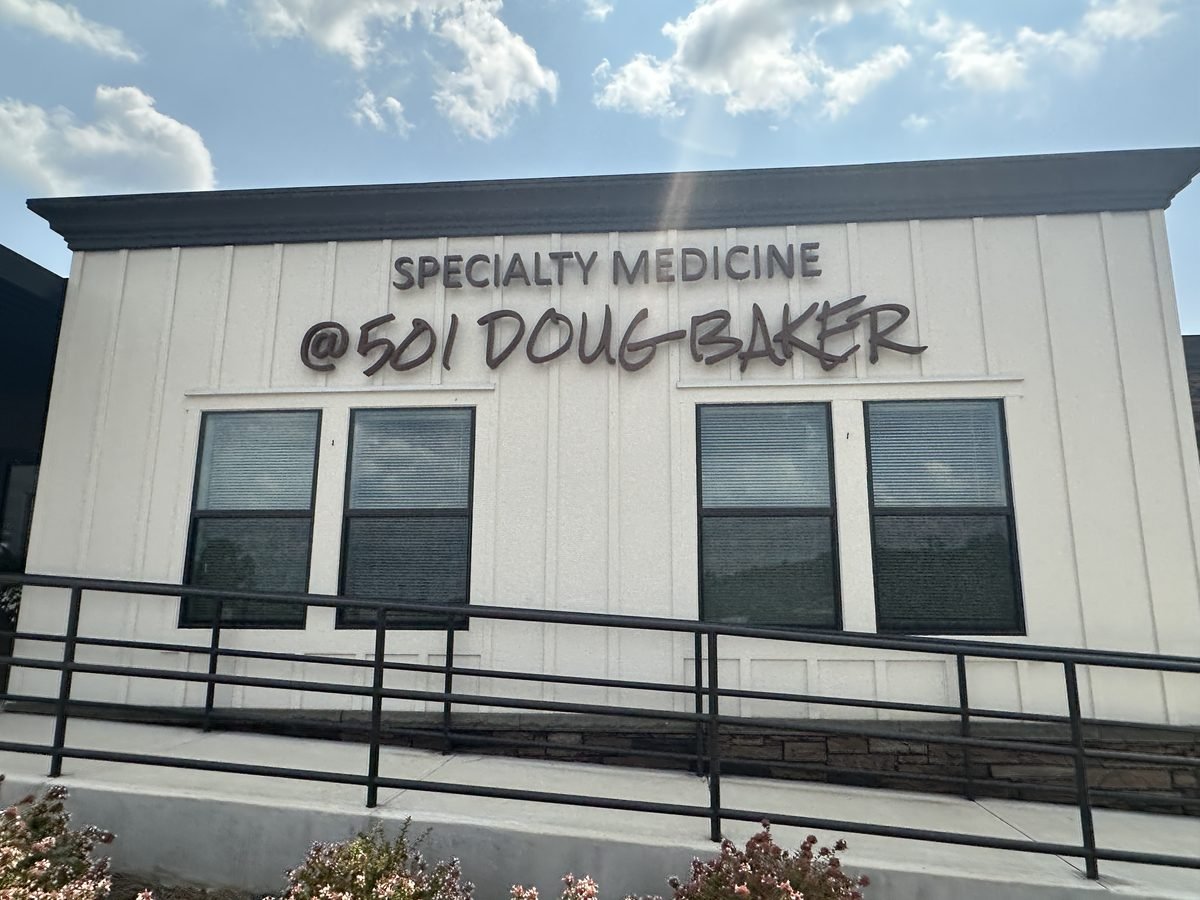 The sign on the Hoover office, reading Specialty Medicine at 501 Doug Baker.